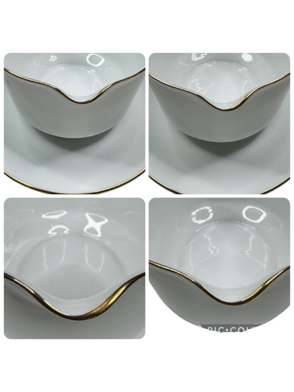 Porcelain Lidded Sugar Bowl With Gold Trim & Matching Ladle - Picture 7 of 16